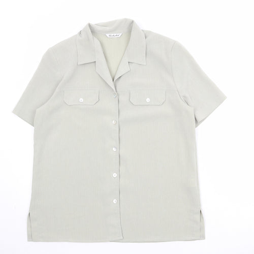 Berkertex Womens Green Polyester Basic Button-Up Size 12 Collared