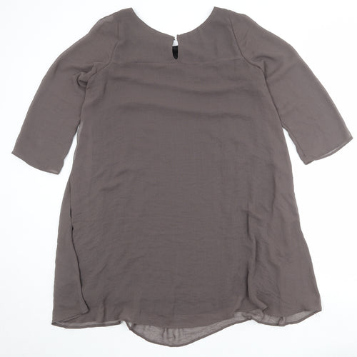 Zara Womens Brown Polyester Shift Size M Round Neck Button