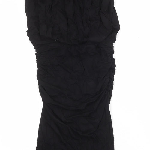 Jersey Womens Black Viscose Bodycon Size 10 Round Neck Pullover