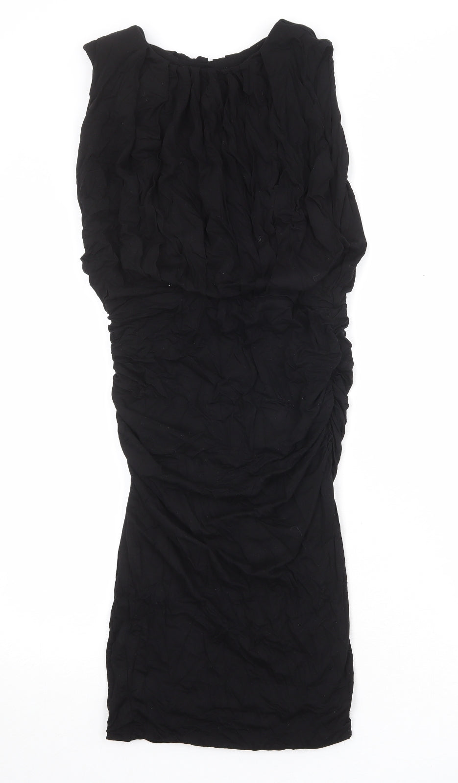 Jersey Womens Black Viscose Bodycon Size 10 Round Neck Pullover