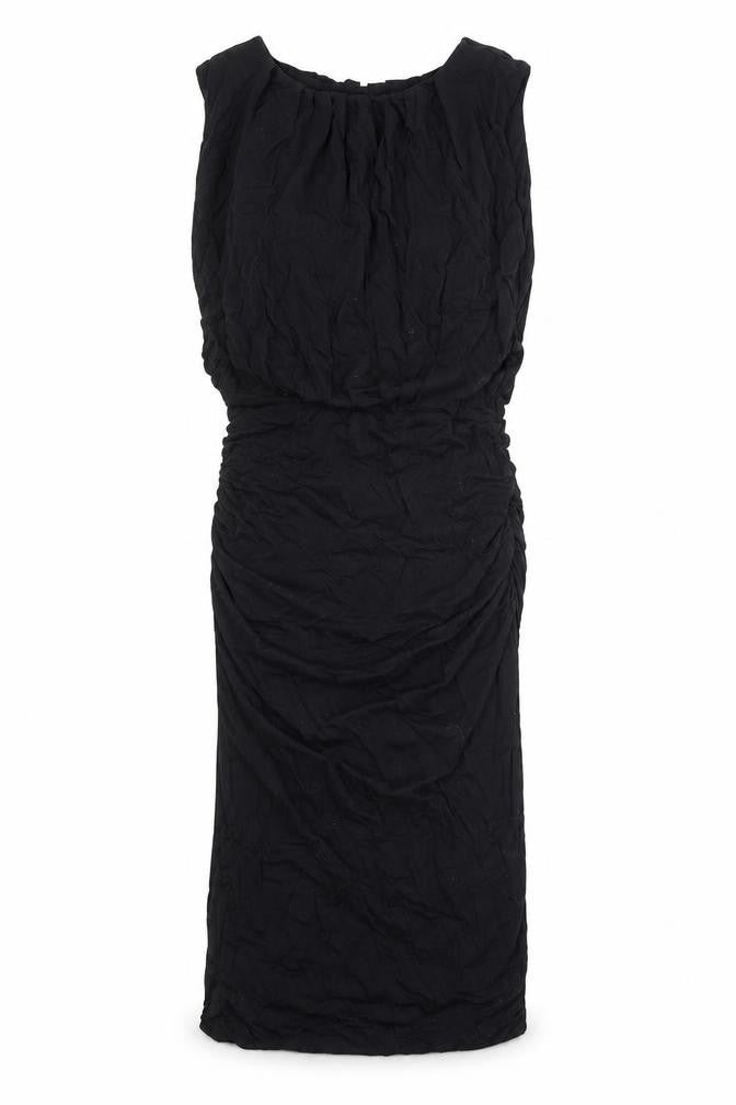 Front view of Jersey women’s black viscose bodycon, size UK 10, round neck pullover