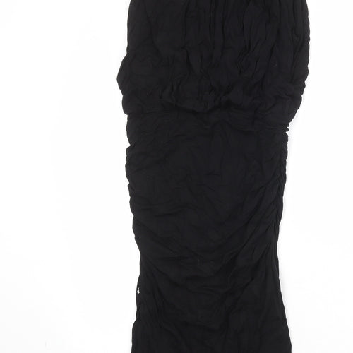 Jersey Womens Black Viscose Bodycon Size 10 Round Neck Pullover