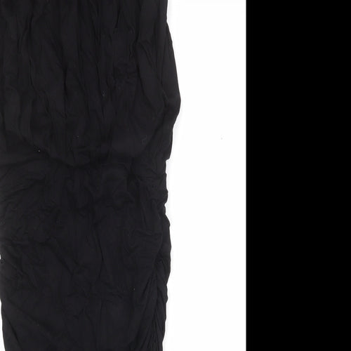 Jersey Womens Black Viscose Bodycon Size 10 Round Neck Pullover