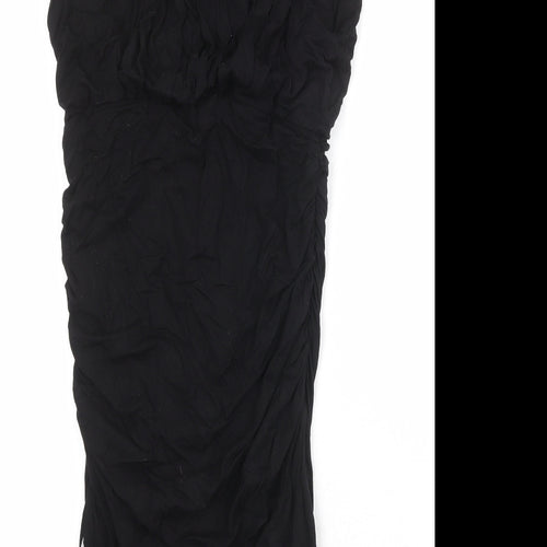 Jersey Womens Black Viscose Bodycon Size 10 Round Neck Pullover