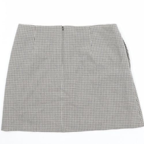 Marks and Spencer Womens Beige Geometric Polyester Mini Skirt Size 18 Zip