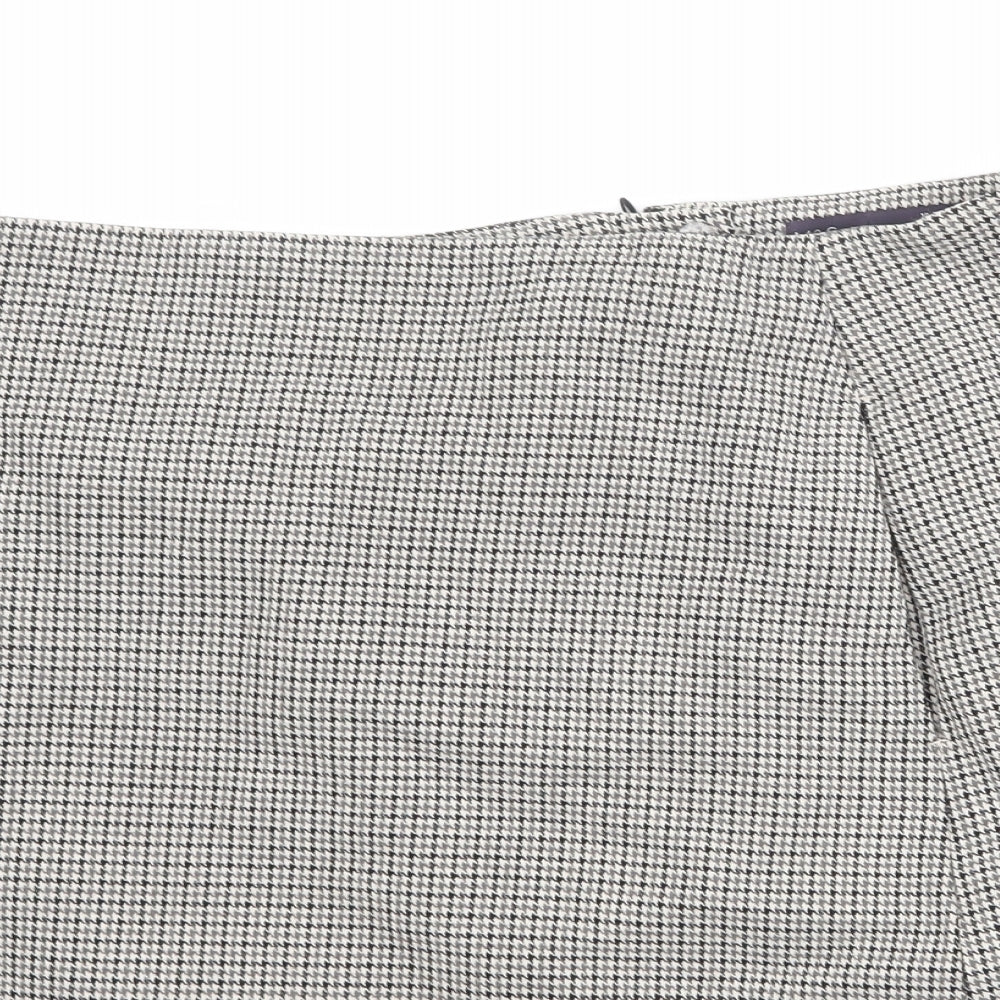 Marks and Spencer Womens Beige Geometric Polyester Mini Skirt Size 18 Zip