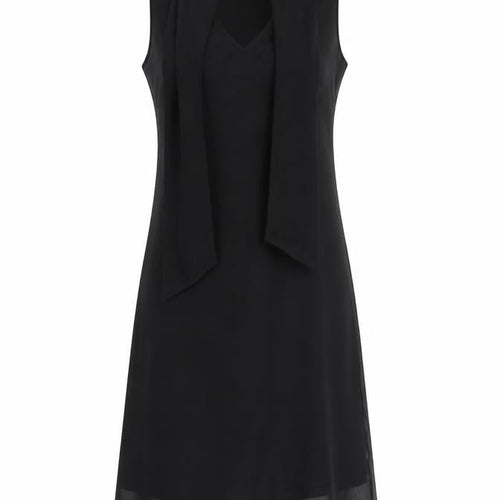 Dorothy Perkins Womens Black Polyester A-Line Size 12 V-Neck Pullover - Scarf Detail