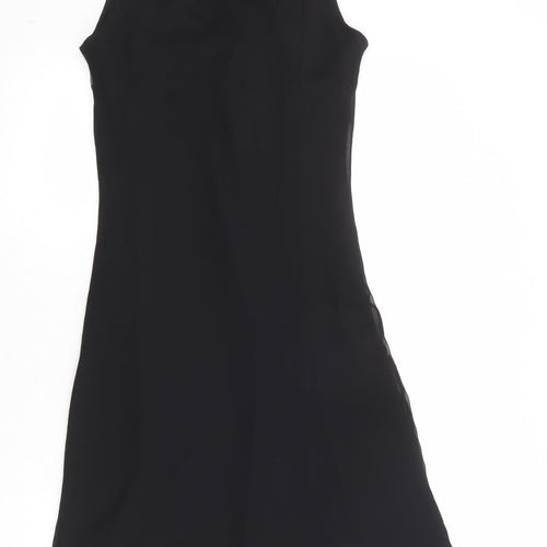 Dorothy Perkins Womens Black Polyester A-Line Size 12 V-Neck Pullover - Scarf Detail