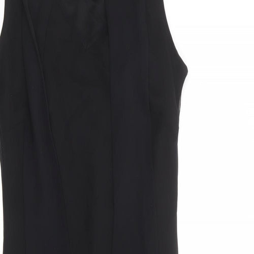 Dorothy Perkins Womens Black Polyester A-Line Size 12 V-Neck Pullover - Scarf Detail