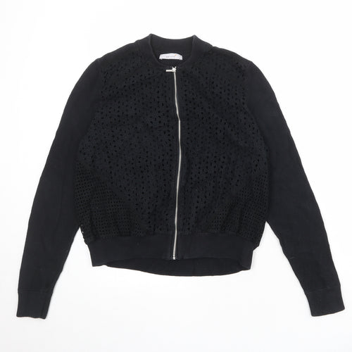 Per Una Womens Black Geometric Cotton Full Zip Sweatshirt Size 14 Zip