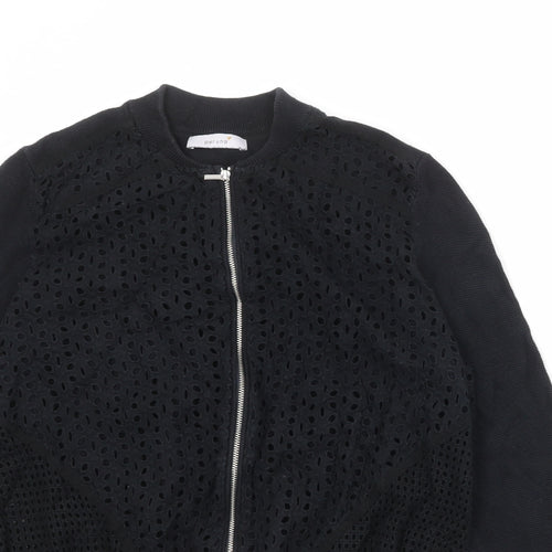 Per Una Womens Black Geometric Cotton Full Zip Sweatshirt Size 14 Zip