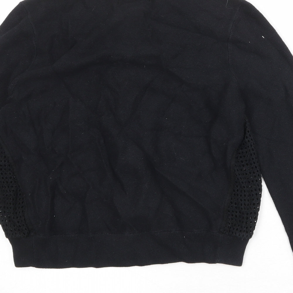 Per Una Womens Black Geometric Cotton Full Zip Sweatshirt Size 14 Zip