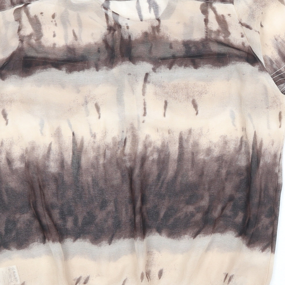 Cotton Traders Womens Beige Geometric Polyester Basic T-Shirt Size 14 V-Neck