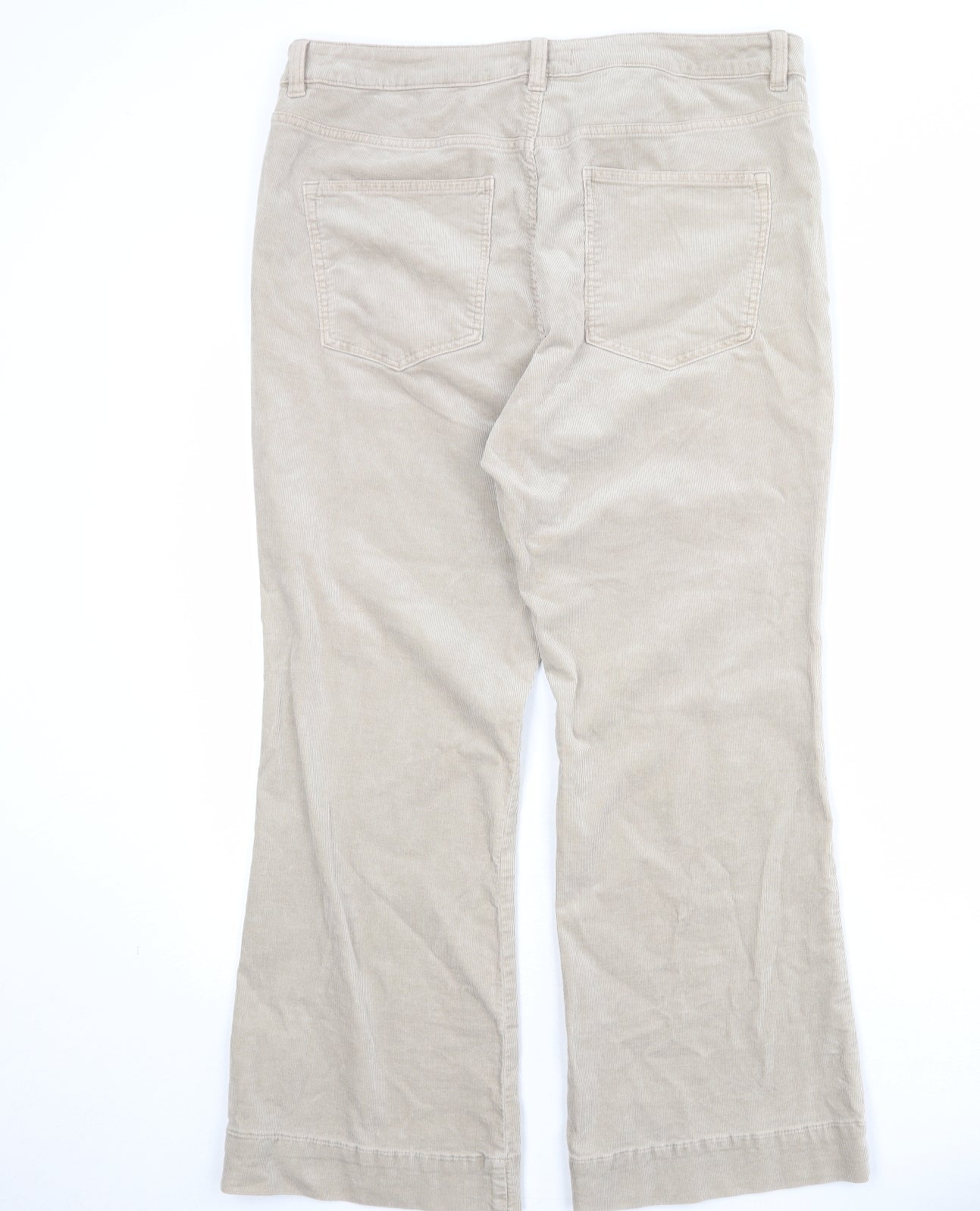Marks and Spencer Womens Beige Cotton Trousers Size 18 Regular Zip