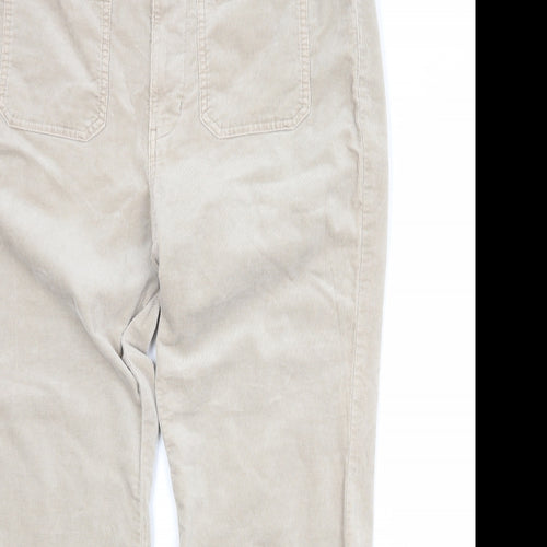 Marks and Spencer Womens Beige Cotton Trousers Size 18 Regular Zip
