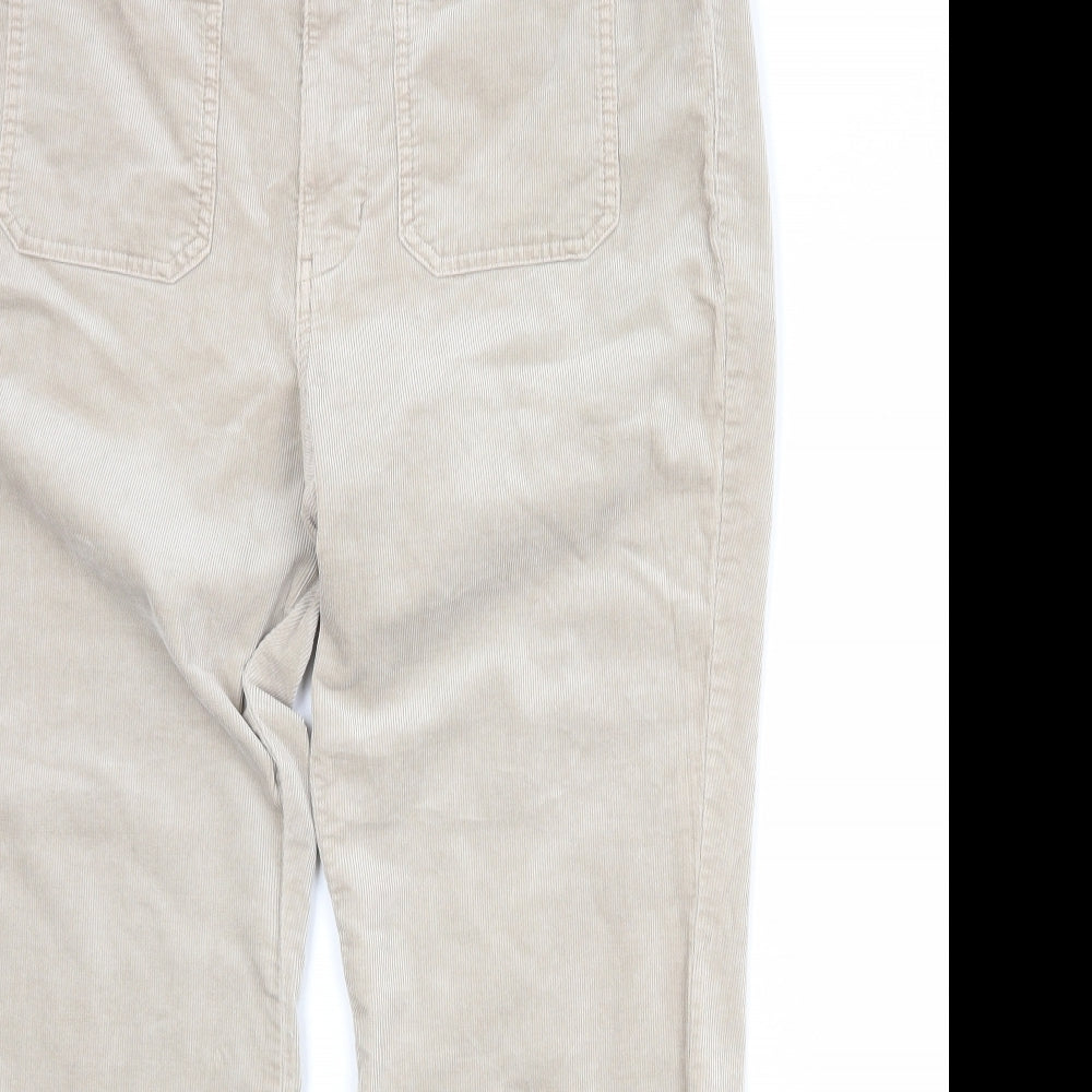Marks and Spencer Womens Beige Cotton Trousers Size 18 Regular Zip