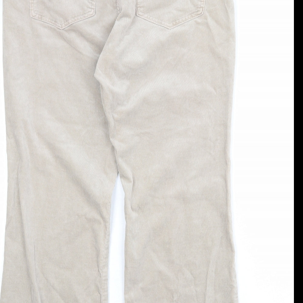 Marks and Spencer Womens Beige Cotton Trousers Size 18 Regular Zip