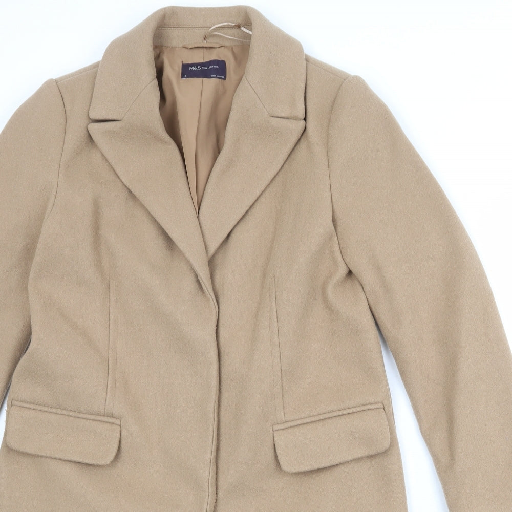 Marks and Spencer Womens Brown Overcoat Coat Size 10 Snap