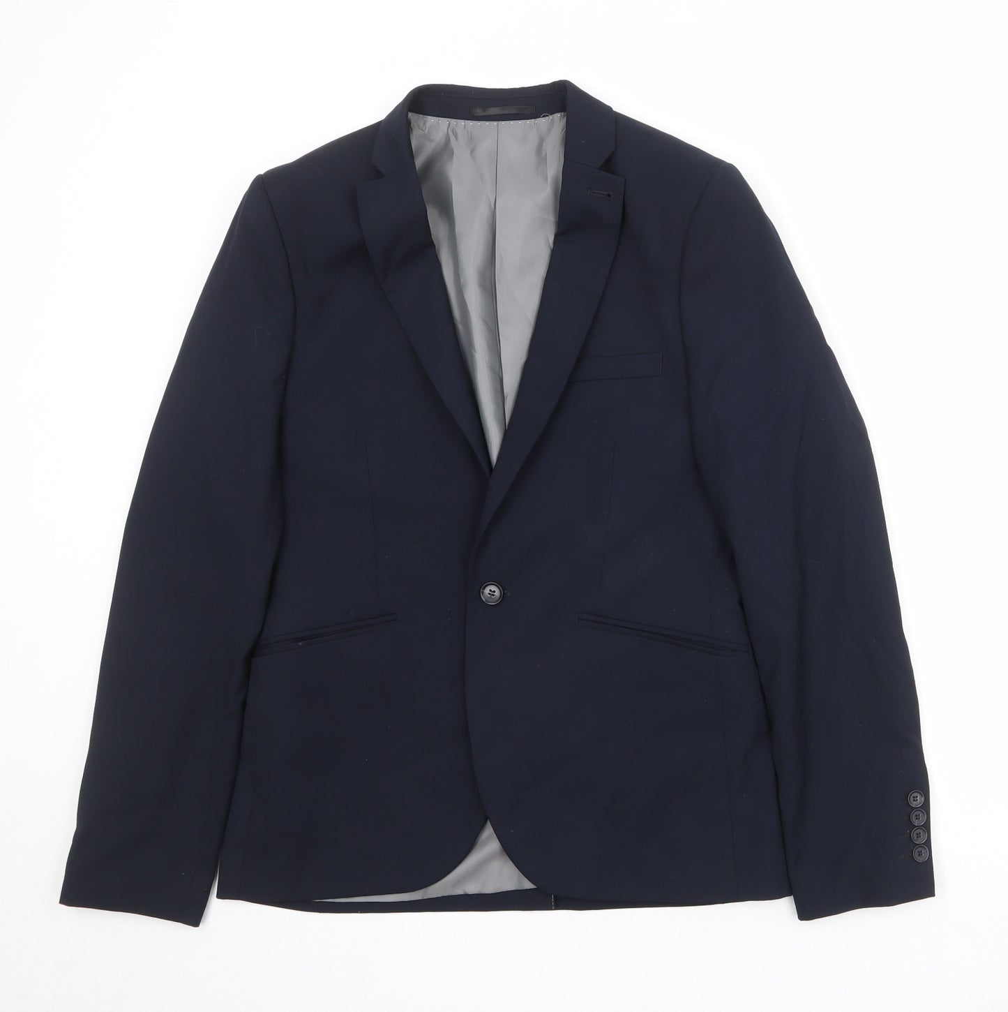 Topman Mens Blue Polyester Jacket Suit Jacket Size 38 Regular