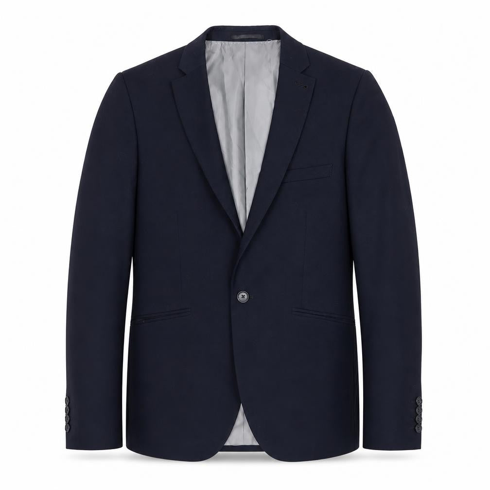 Front view of Topman men’s blue polyester jacket suit jacket, size 38, regular