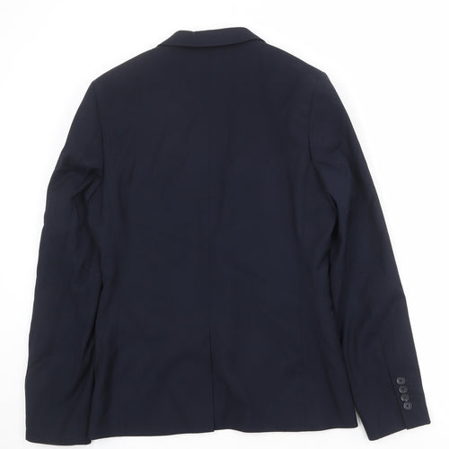 Topman Mens Blue Polyester Jacket Suit Jacket Size 38 Regular