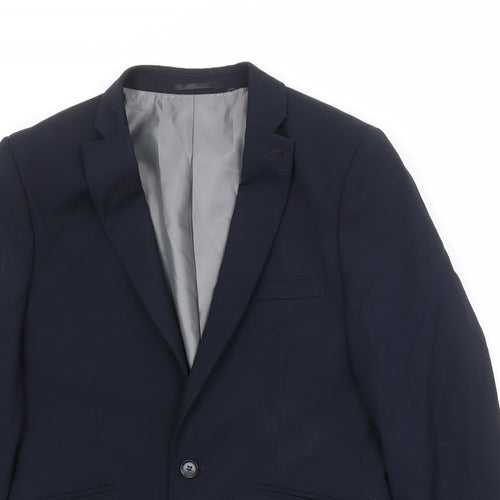Topman Mens Blue Polyester Jacket Suit Jacket Size 38 Regular