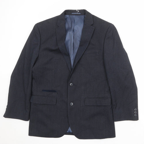 Fellini Mens Blue Polyester Jacket Suit Jacket Size 38 Regular