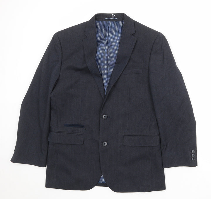 Fellini Mens Blue Polyester Jacket Suit Jacket Size 38 Regular