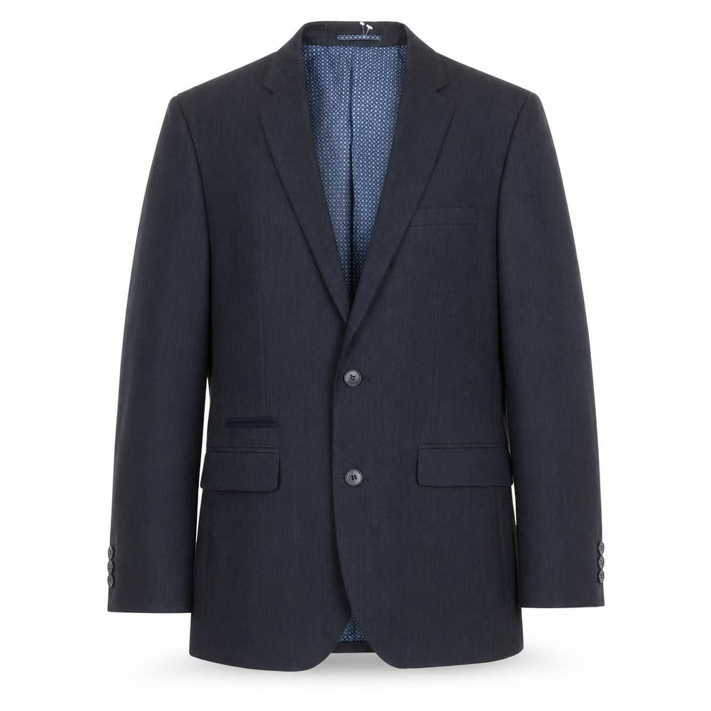 Front view of Fellini men’s blue polyester jacket suit jacket, size 38, regular
