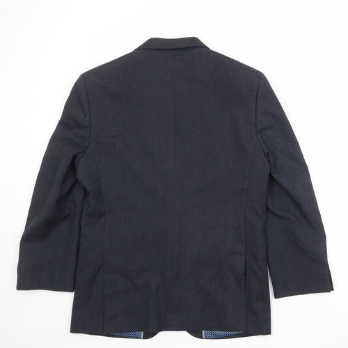 Fellini Mens Blue Polyester Jacket Suit Jacket Size 38 Regular