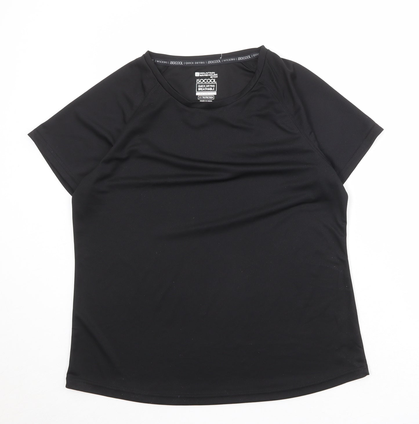 Mountain Warehouse Womens Black Polyester Basic T-Shirt Size 16 Round Neck Pullover
