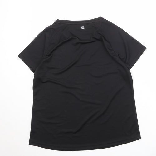 Mountain Warehouse Womens Black Polyester Basic T-Shirt Size 16 Round Neck Pullover