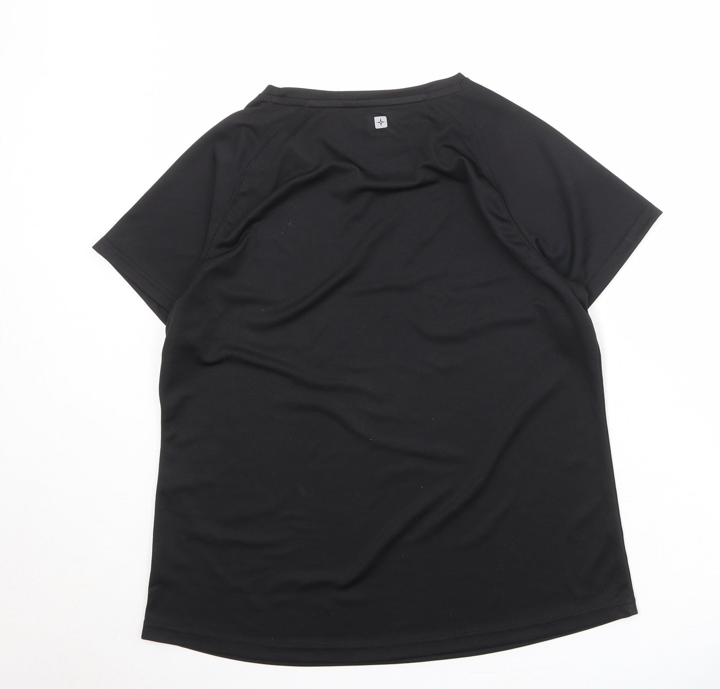 Mountain Warehouse Womens Black Polyester Basic T-Shirt Size 16 Round Neck Pullover