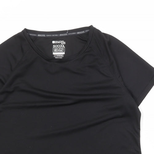 Mountain Warehouse Womens Black Polyester Basic T-Shirt Size 16 Round Neck Pullover