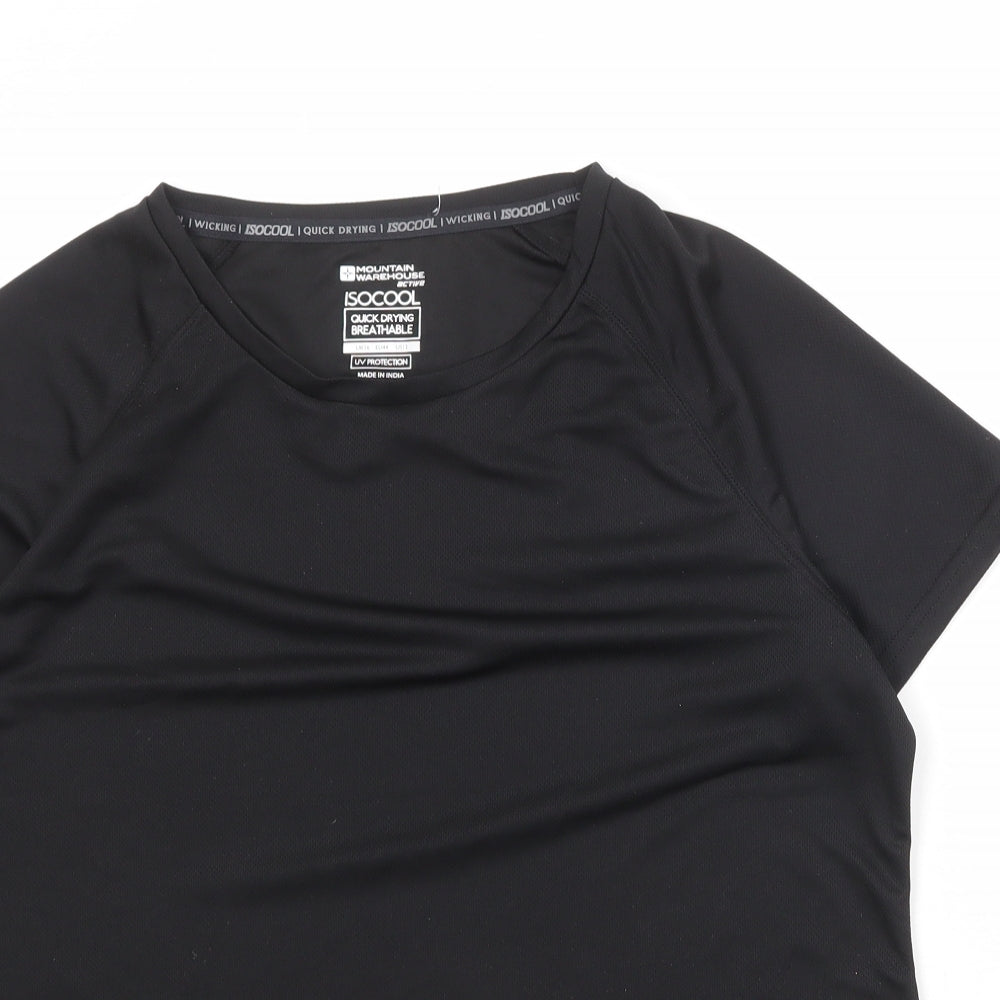 Mountain Warehouse Womens Black Polyester Basic T-Shirt Size 16 Round Neck Pullover