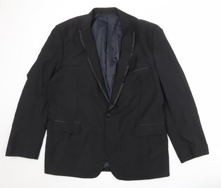 French Connection Mens Black Polyester Jacket Suit Jacket Size 44 Regular - Satin Trim
