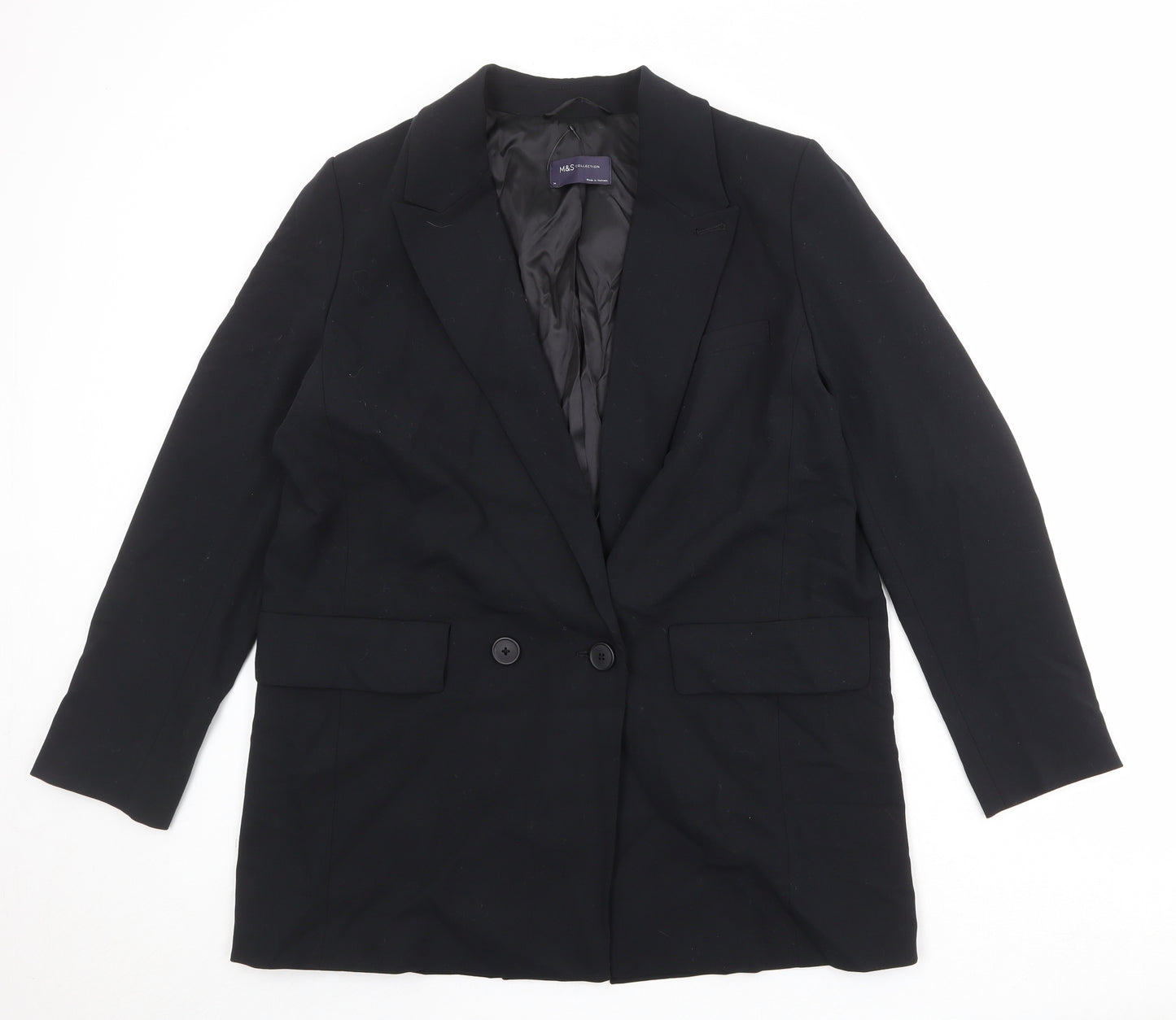 Marks and Spencer Womens Black Polyester Jacket Blazer Size 14