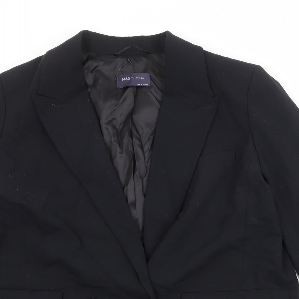 Marks and Spencer Womens Black Polyester Jacket Blazer Size 14