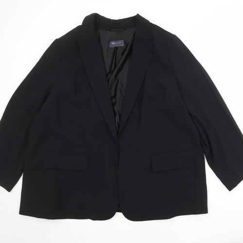 Marks and Spencer Womens Black Polyester Jacket Blazer Size 24 - Open