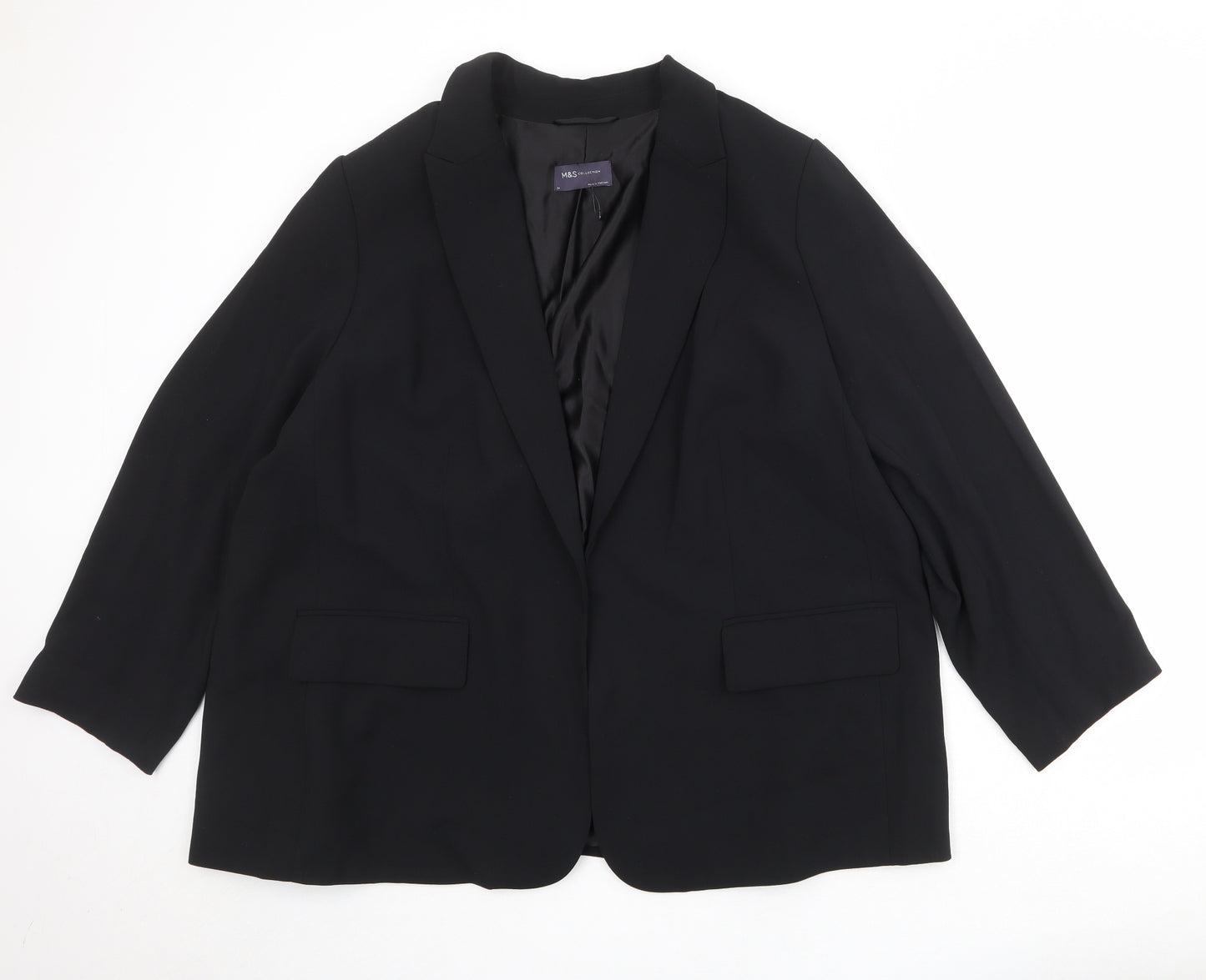 Marks and Spencer Womens Black Polyester Jacket Blazer Size 24 - Open