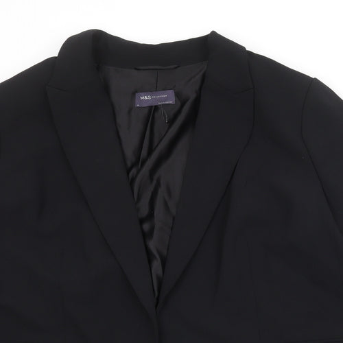 Marks and Spencer Womens Black Polyester Jacket Blazer Size 24 - Open
