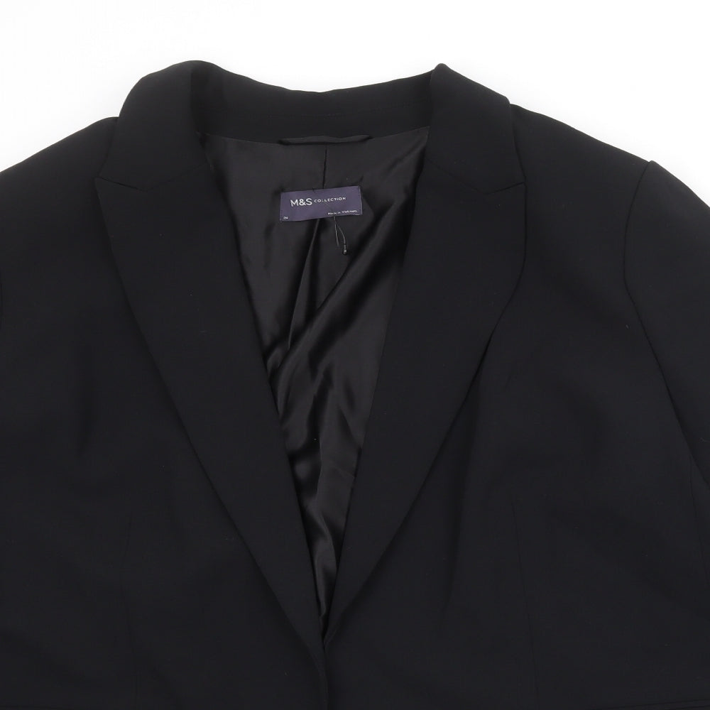 Marks and Spencer Womens Black Polyester Jacket Blazer Size 24 - Open