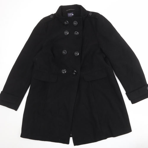 Marks and Spencer Womens Black Pea Coat Coat Size 16 Button