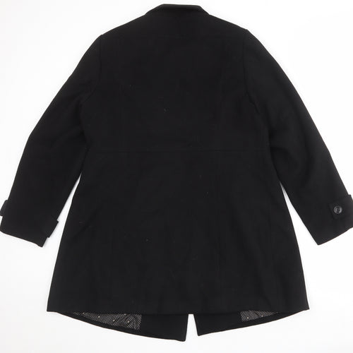 Marks and Spencer Womens Black Pea Coat Coat Size 16 Button