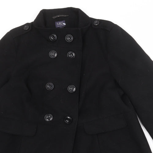 Marks and Spencer Womens Black Pea Coat Coat Size 16 Button