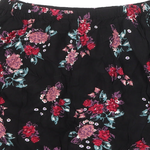 Select Womens Black Floral Viscose Basic Blouse Size 8 Off the Shoulder