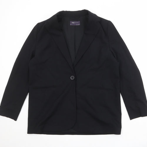 Marks and Spencer Womens Black Polyester Jacket Suit Jacket Size 14