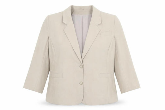 Front view of Debenhams women’s beige polyester jacket blazer, size UK 18