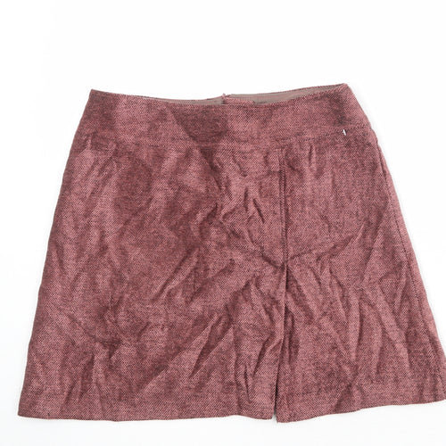 St Michael Womens Pink Wool A-Line Skirt Size 12 Zip