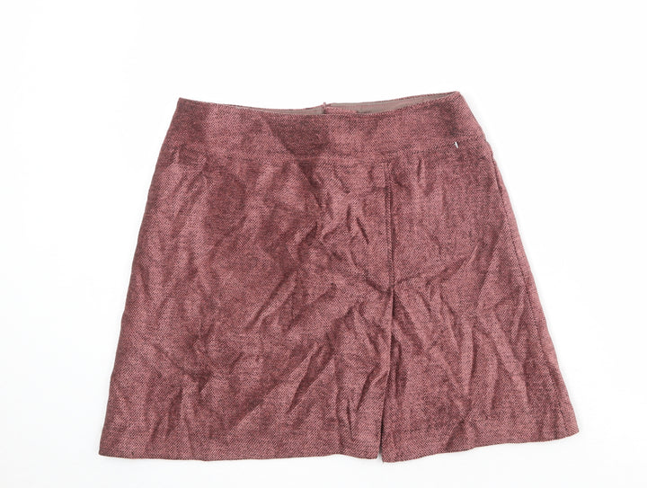 St Michael Womens Pink Wool A-Line Skirt Size 12 Zip
